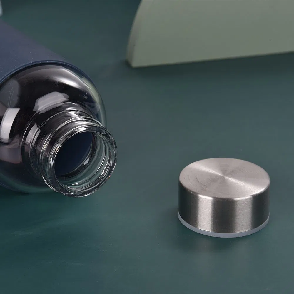 Стеклянная бутылка для воды 500 мл с силиконовым чехлом и стальной крышкой