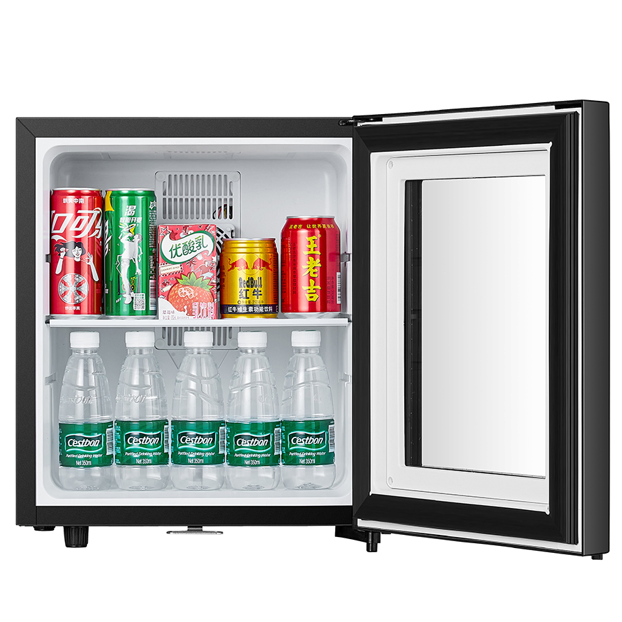 Silent Glass Door with Lower Grab Handle and Digital Thermostat Minibar Small Fridge for Guest Room