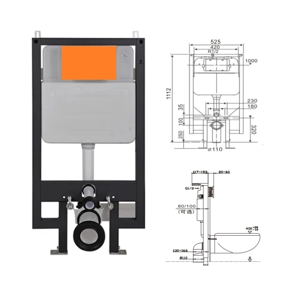 Good Quality HDPE Molding Hidden Flushing Concealed Cistern for Wall Toilet