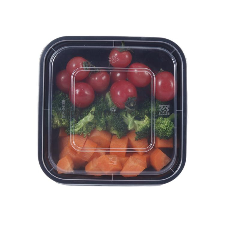Black Rectangular PP Disposable Plastic Food Storage Takeaway Container