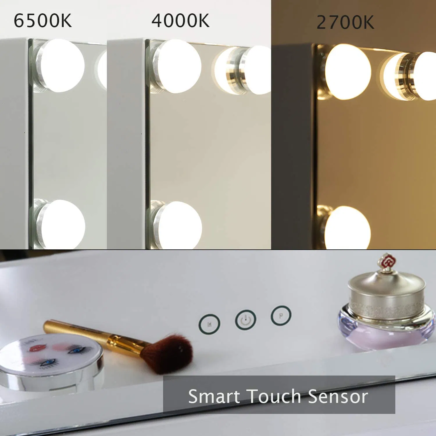 Large LED Vanity Hollywood Makeup Mirror with 3 Color Lights