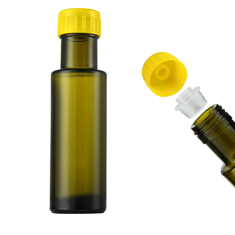 100ml Round Kitchen Cooking Oil Olive Oil Glass Bottle with Metal Plastic Lid