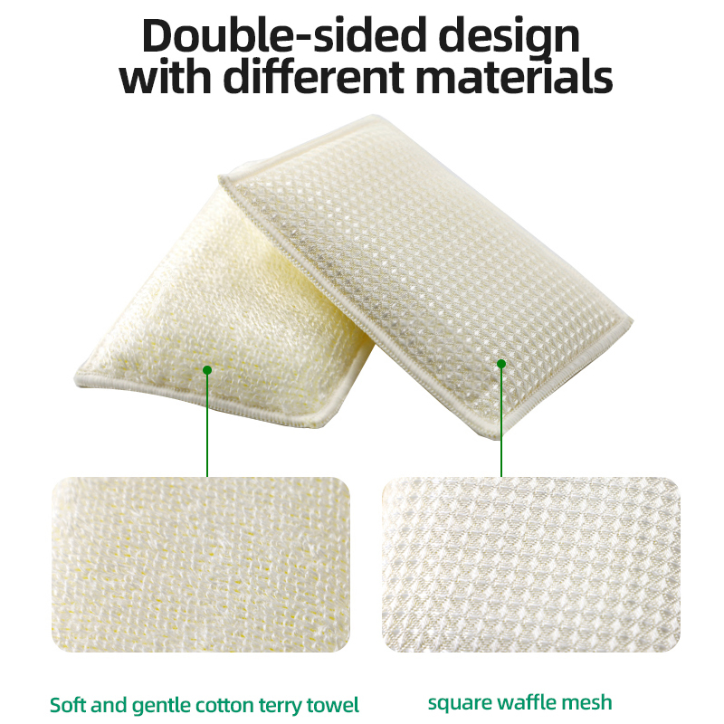 Wholesale Magic Bamboo Kitchen Cleaning Sponge Double-Sided Reusable Natural Absorbent Dish Washing Sponges Scouring Pads