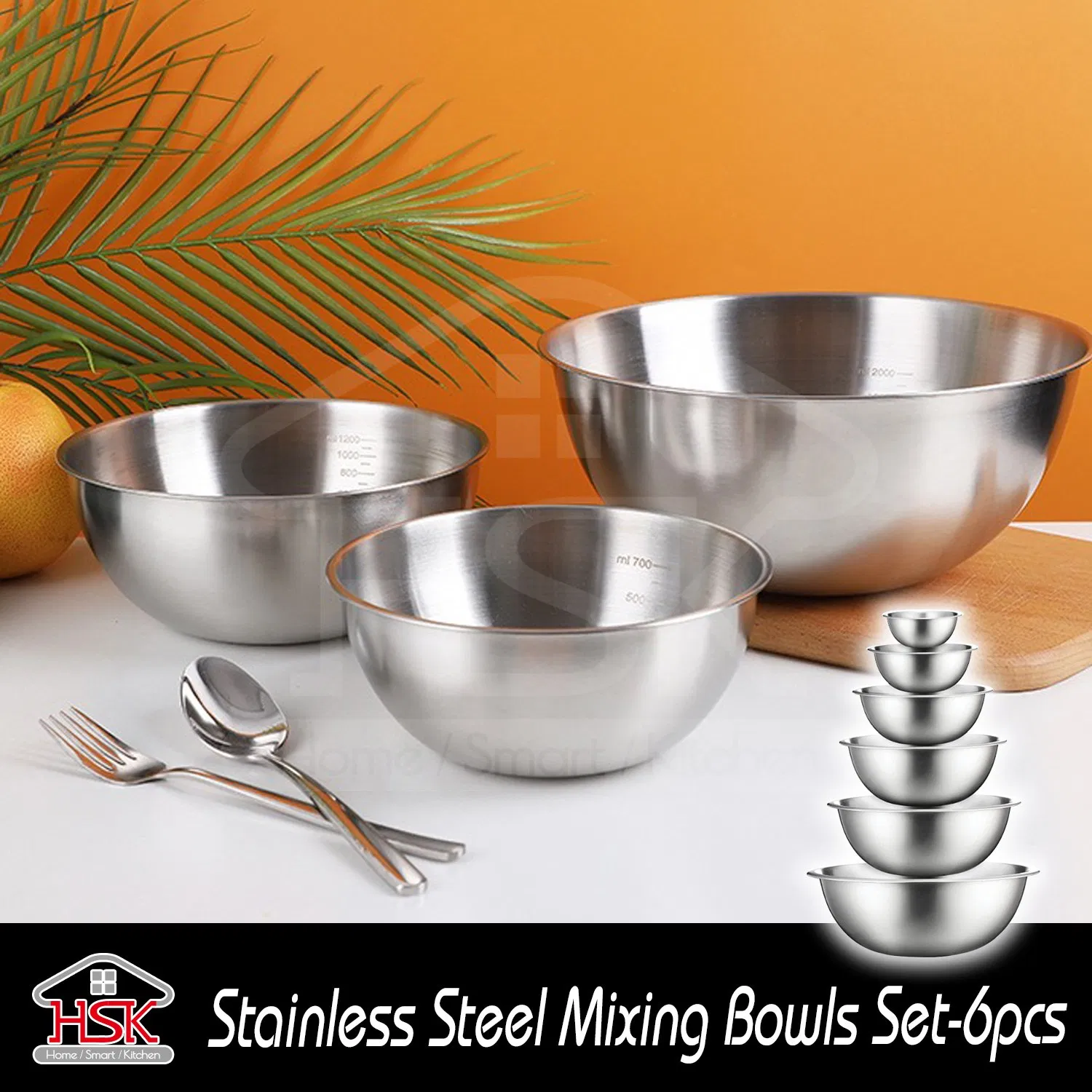 Набор мерных мисок из нержавеющей стали