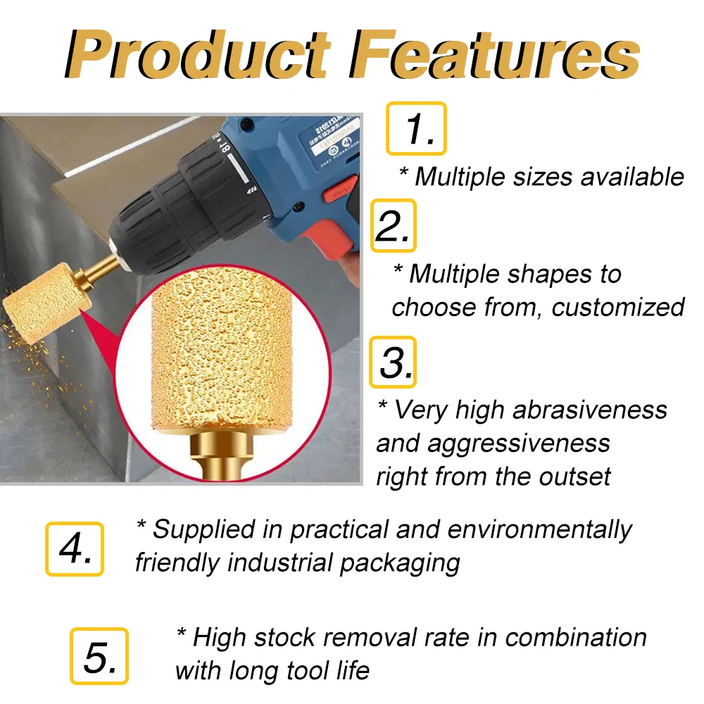 Diamond Grinding Head Router Bits Shank Round Bottom Metal Router Bits Flat Ball Shape Diamond Grinding Tool Grinding Head
