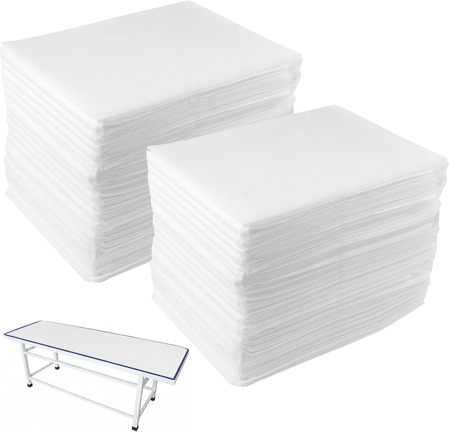 Disposable Bed Sheets for Medical Use, White Non-Woven Bed Sheet with Waterproof Layer for Clinic, Surgery and Postpartum Care