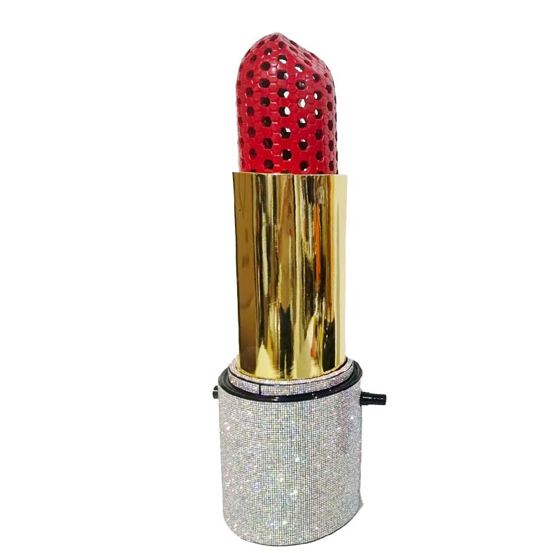 2026 New Unique Design Red Lipstick Shisha Gold with Diamonds Set Hookah