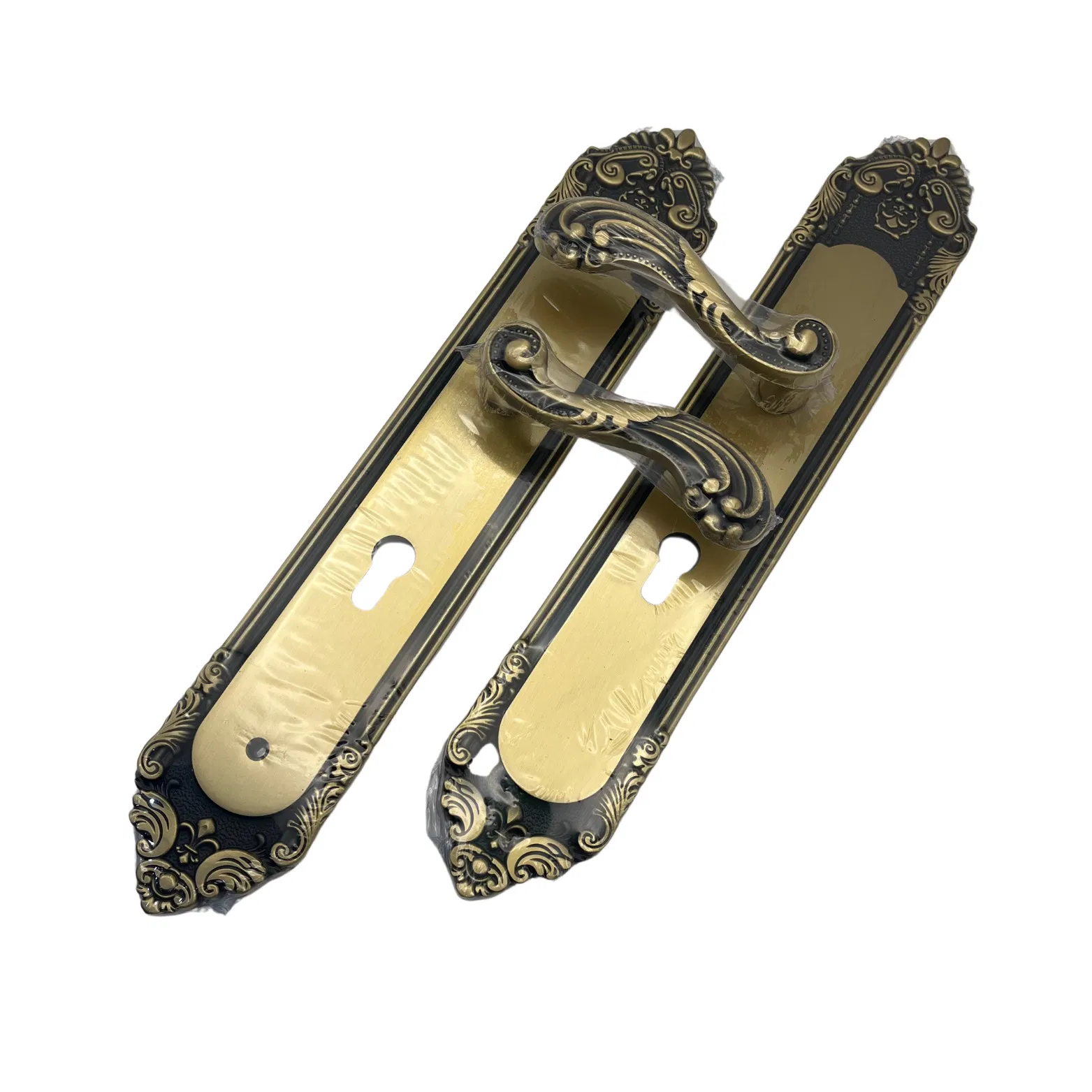 Luxury Door Handle/Handle Pull Solid Copper Carved Antique Gold Electroplated Chinese Style