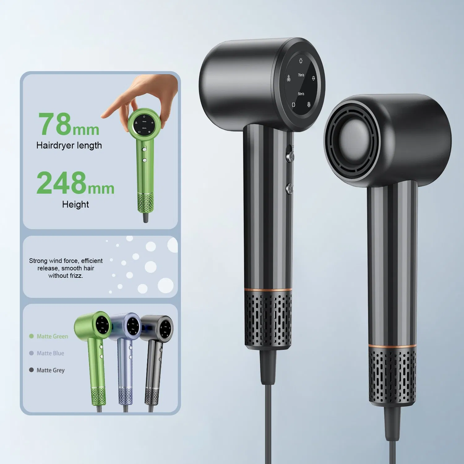 Portable Large Battery Capacity Fast Blow Styler Hair Dryer for Travel Use