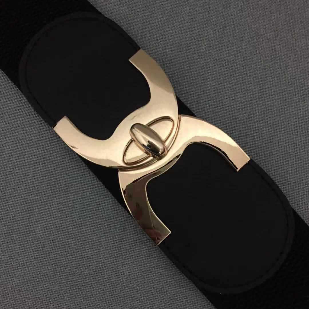 Пояс женский эластичный полиуретан тонкий с пряжкой черно-белый