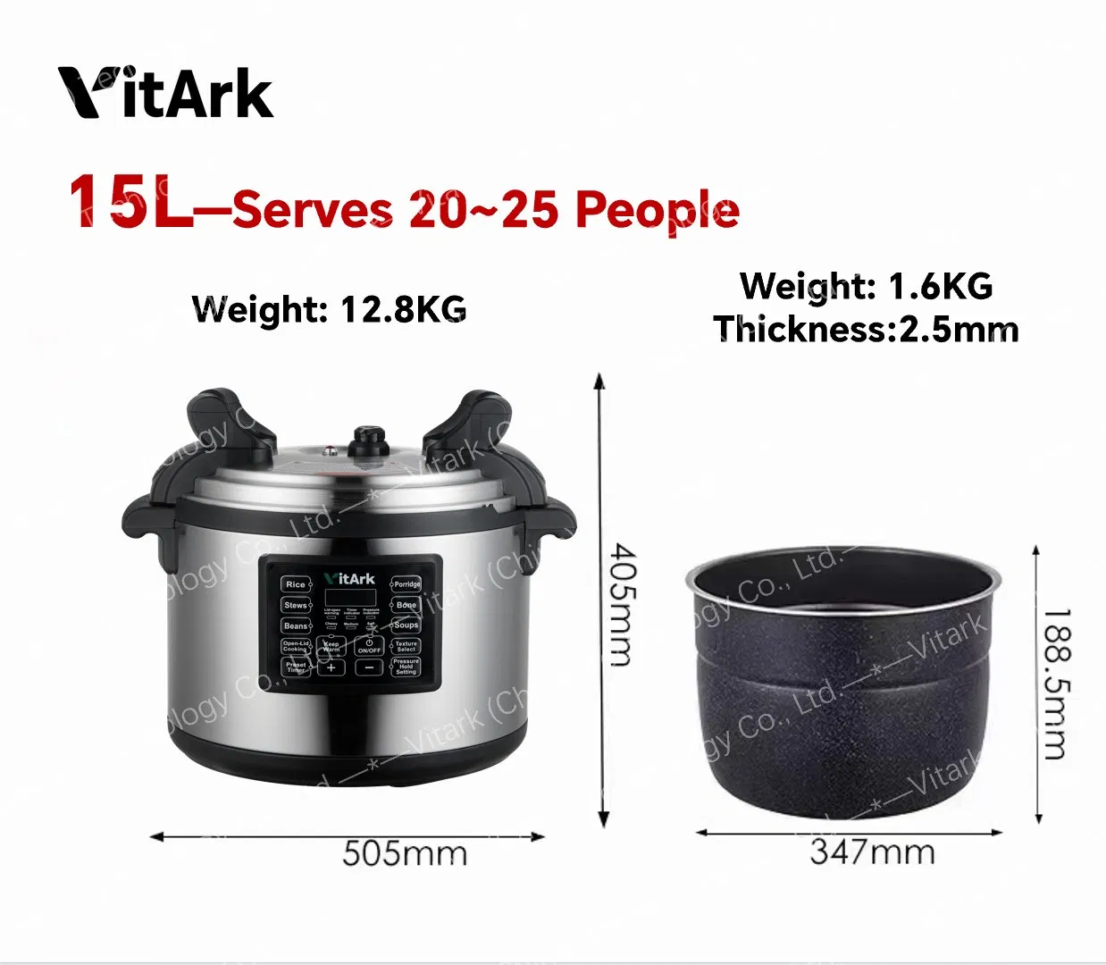 15L Kitchen Appliance Big Size Hotel Catering Commercial Intelligent Industrial Electric Pressure Cooker Large Capacity Source Factory