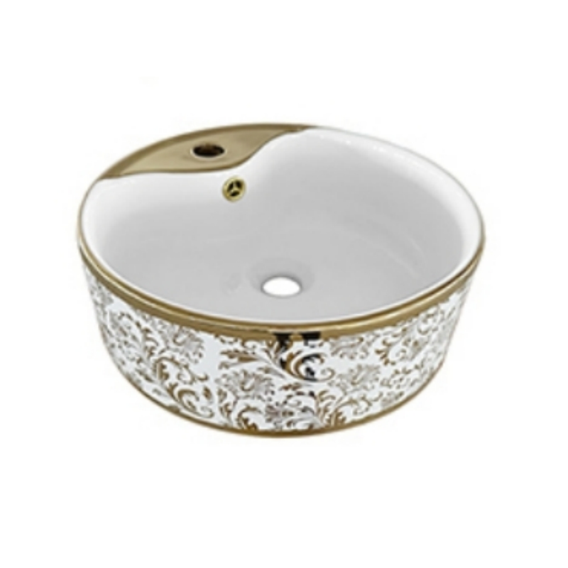 Hot Selling Luxury Bathroom Sink Rectangle Gold Ceramic Basin for Home Hotel