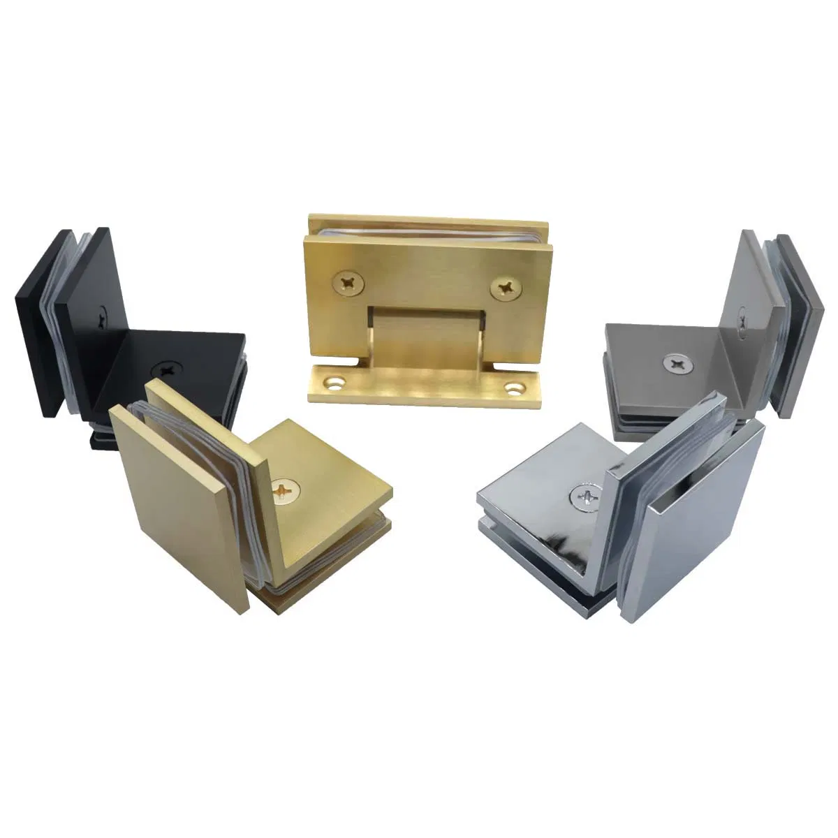 Zd Solid Brass 90 Degree Set with Handle Clamp Shower Hinges Shower Room Frameless Tempered Glass Door Hinges Set Clamp
