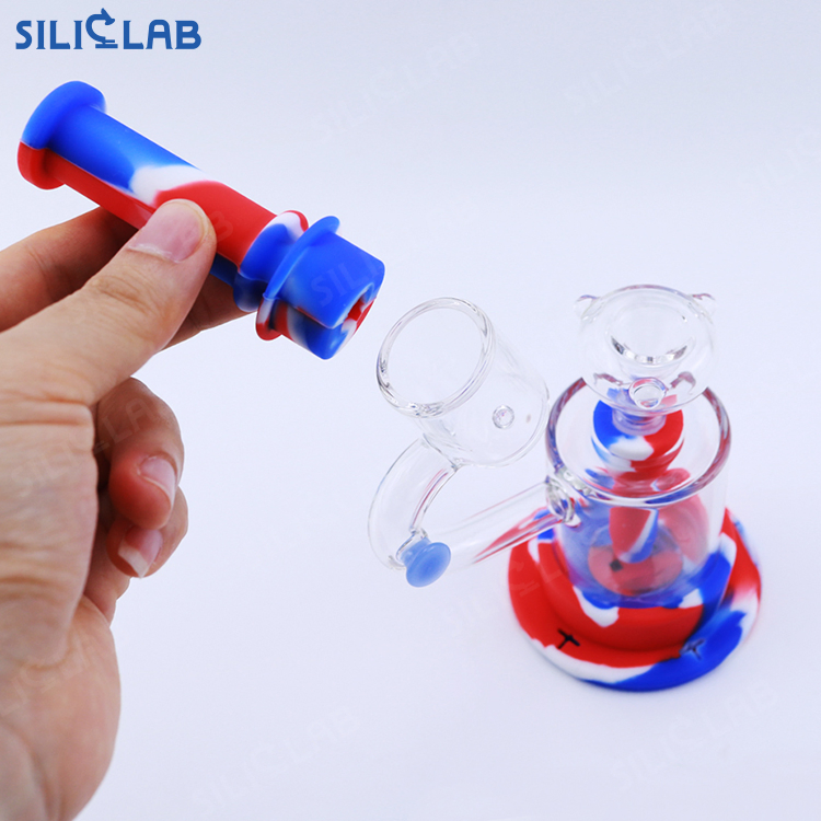 New Microscope Style Glass Bubbler Silicone Water Pipe Silicone Smoking Mouthpiece & Downstem Smoking Pipe