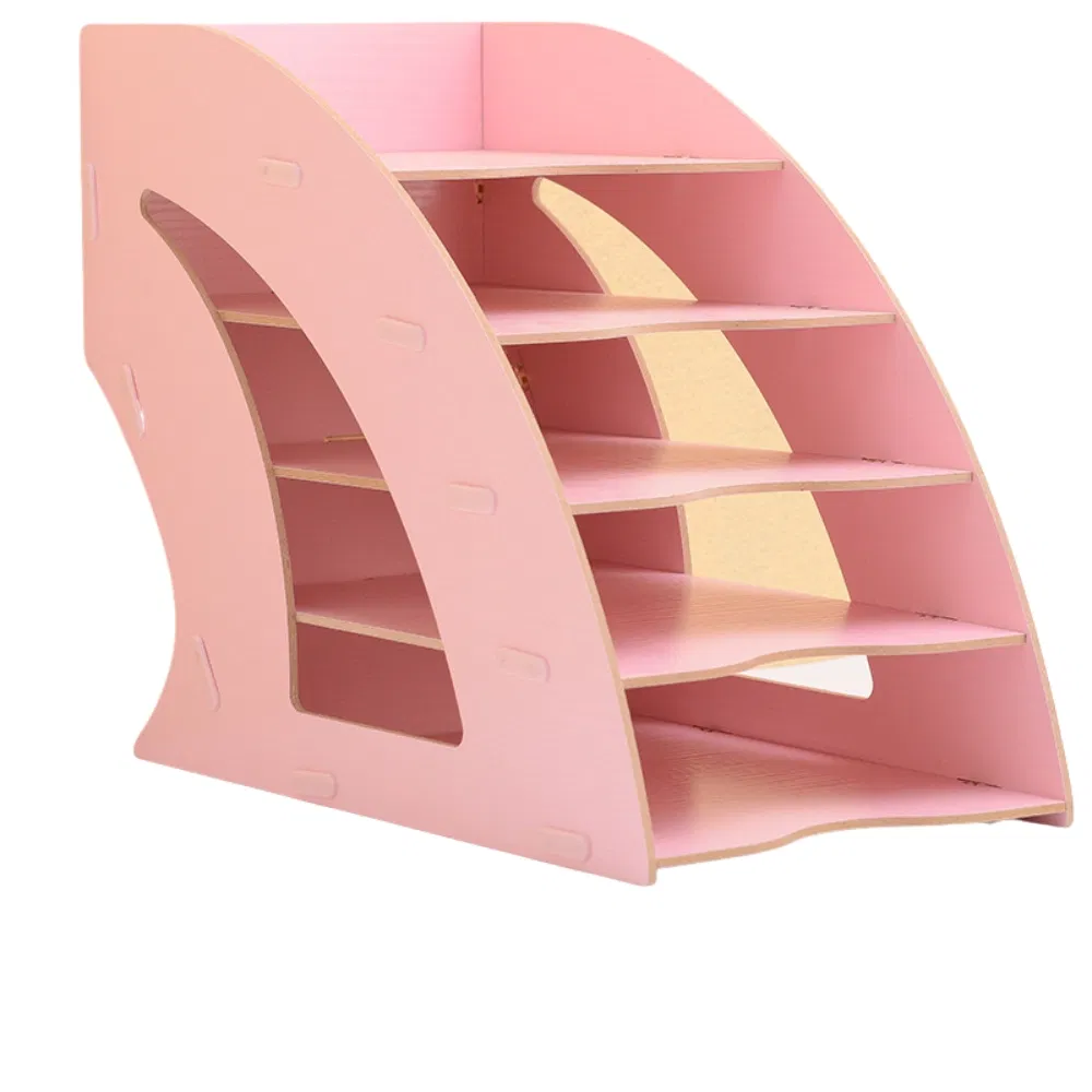6 Layers Desktop File Sorter Rack Shelf Holder Wooden Desk Organizer Tray for Paper, Letter, Mail, Magazine and Document Bl23189