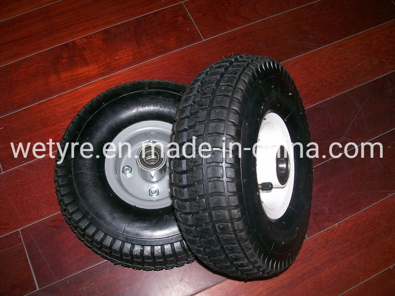 Most Popular Durable High Load Capacity Metal Rim Turf Tread Pattern Pneumatic Rubber Wheel (3.50-4)