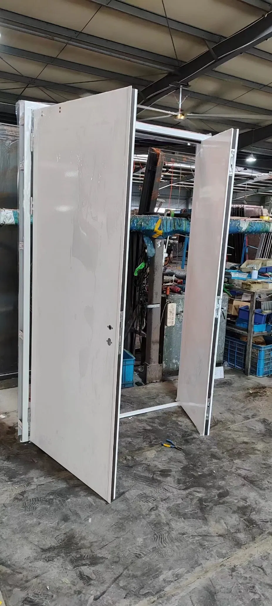 Powder Coated White Color Fire Door Customized UL 2hours Fire Rated One&Half Steel Doors