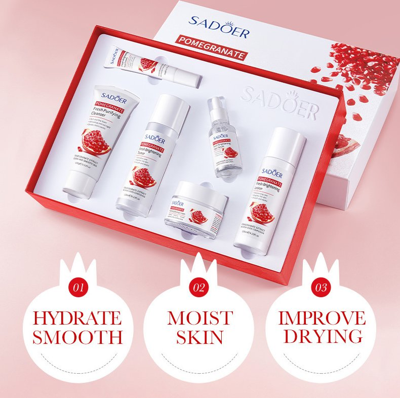 Wholesale Organic Red Pomegranate Vc Moisturizing Deep Cleansing Anti Aging Vitamin C Skin Care Set