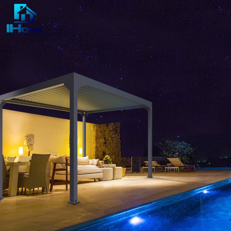 Waterproof Pergola Aluminium Gazebo Leisure Garden Motorized Louvered Roof Outdoor Aluminum Pergola Parts
