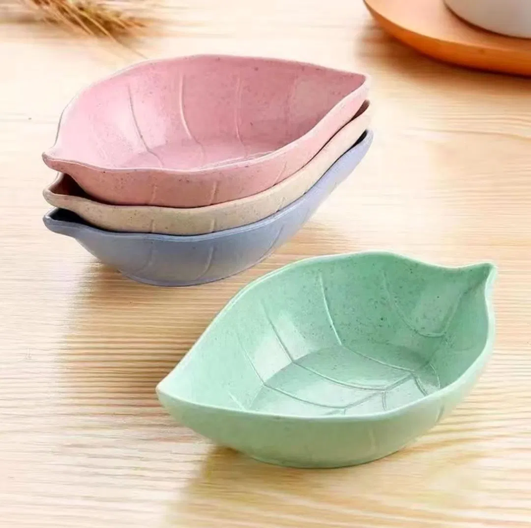 Wholesale Leaf Wheat Straw Dishes Creative Snack Plate Cutlery Soy Sauce Plate Bone Kitchen Plate