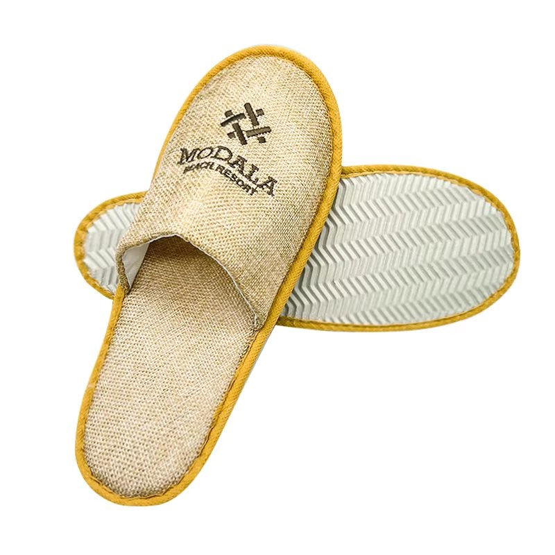 Hotel Disposable Comfortable Linen Slippers Customized Logo