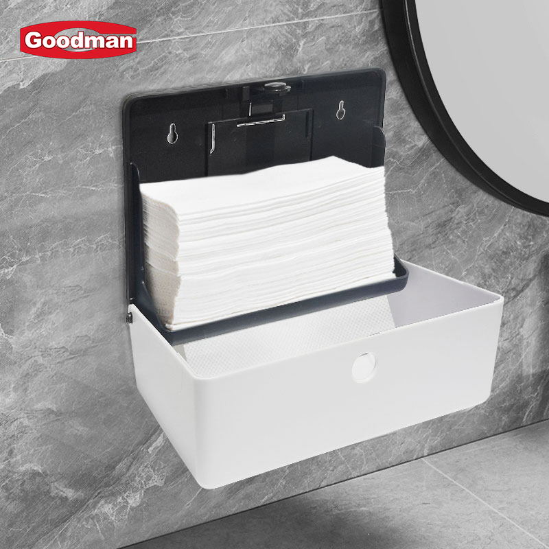 Custom Simple Black Napkin Holder Tissue Storage Box for Public Toilet Restroom Hotel Plastic Wall Mounted Tissue Boxes