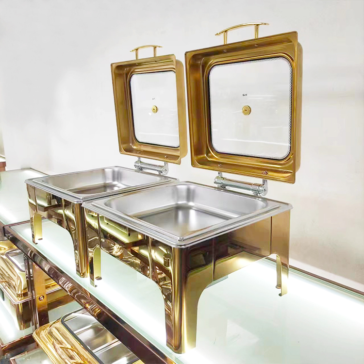 Kitchen Restaurant Food Warmer Alcohol Buffet Stove Gold Buffet Stove Chefing Dish