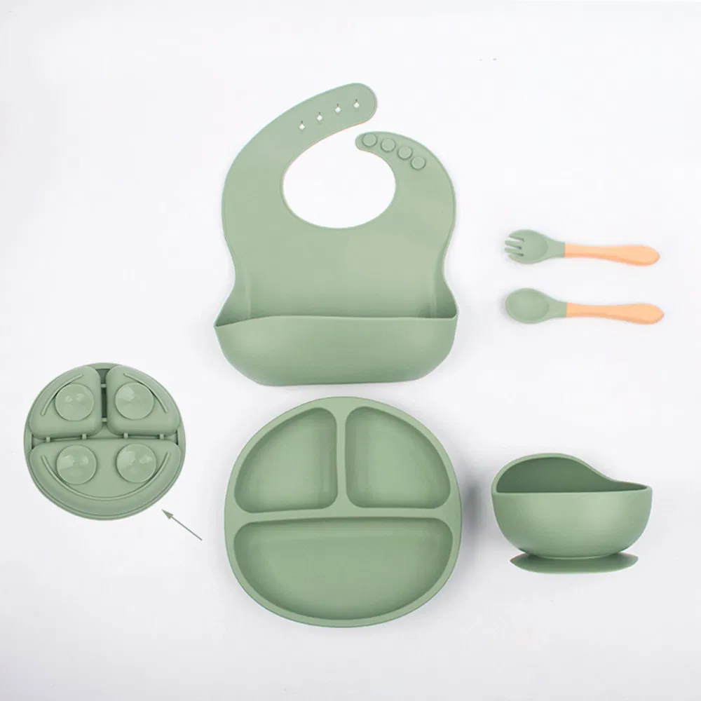 User-Friendly Silicone Dinner Plate Bowl Fork Spoon Children Tableware