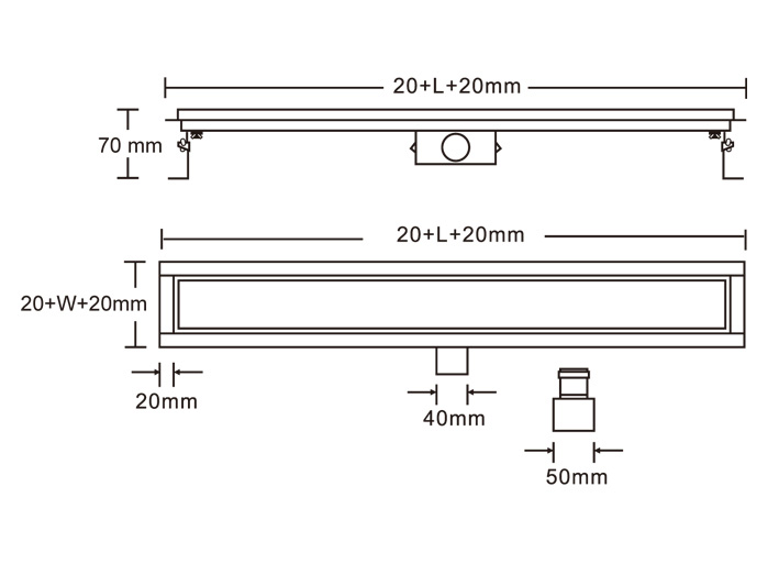 Bathroom Shower Drainage Stainless Steel 304 Tile Insert Floor Drainer Linear Shower Drain