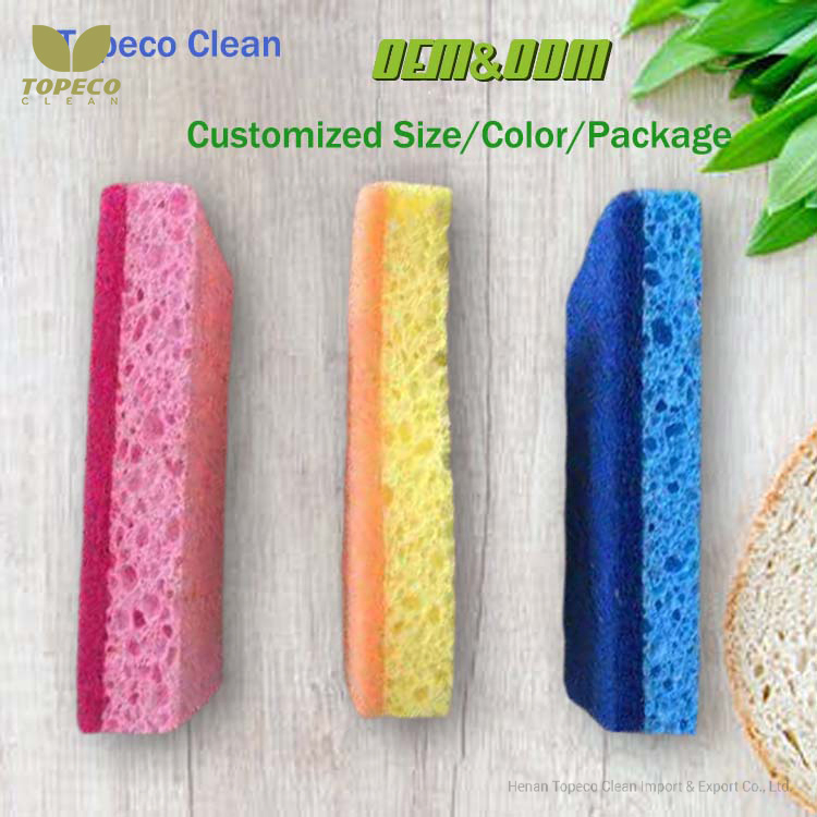 Topeco Direct Factory Price Wood Pulp Sponge Kitchen Scourer Pad Cellulose Cleaning Sponge