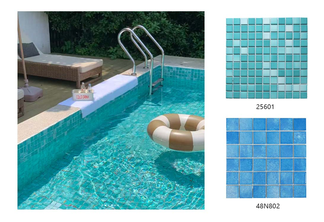 Factory Price Azure Blue/White/Green Glass Mosaic for Swimming Pool Mosaic Tile