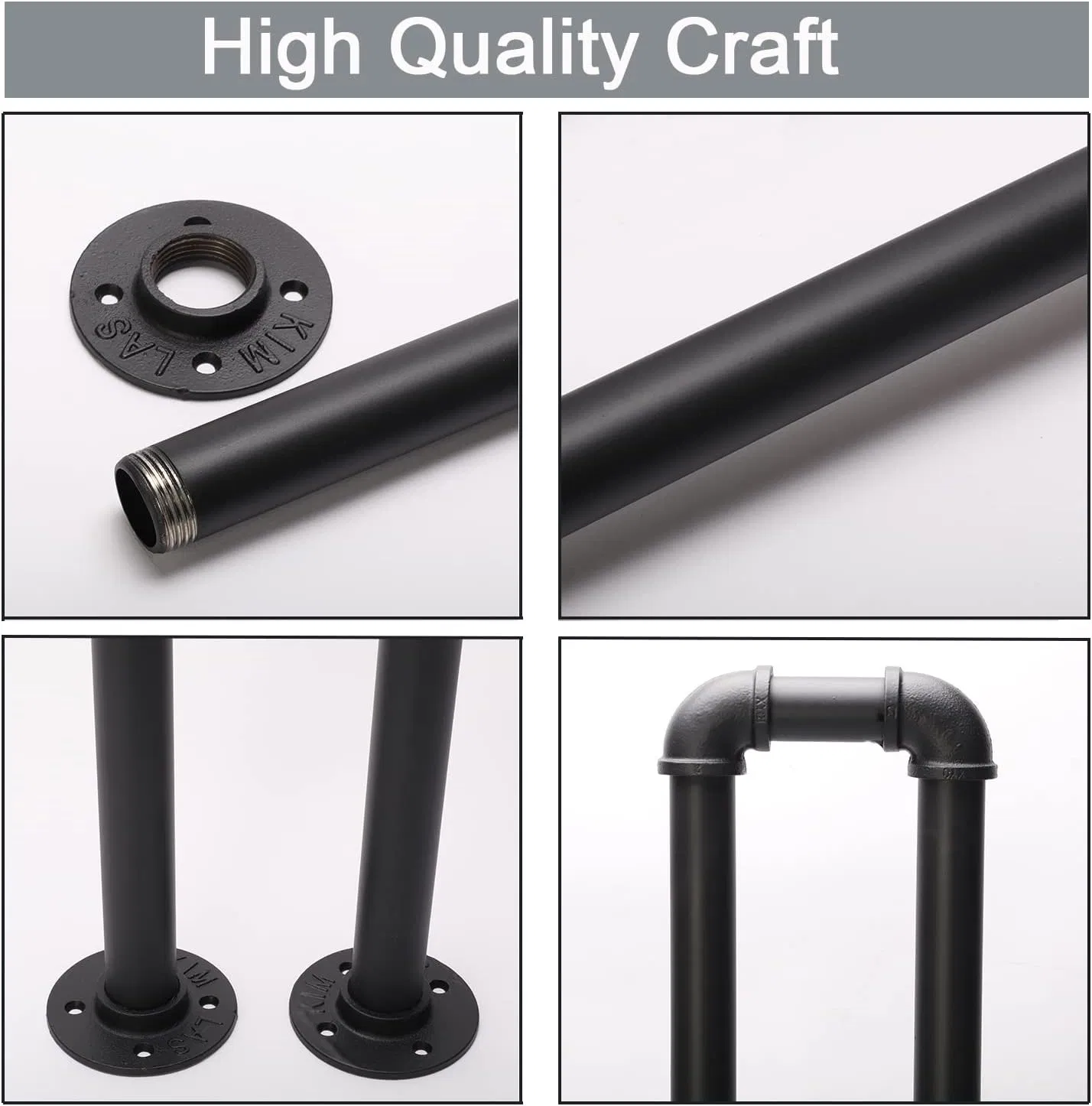 Industrial Malleable Iron Hand U-Shaped Railing Pipe U Handrail for Stairs Porch Garden Loft Corridor Indoor Outdoor