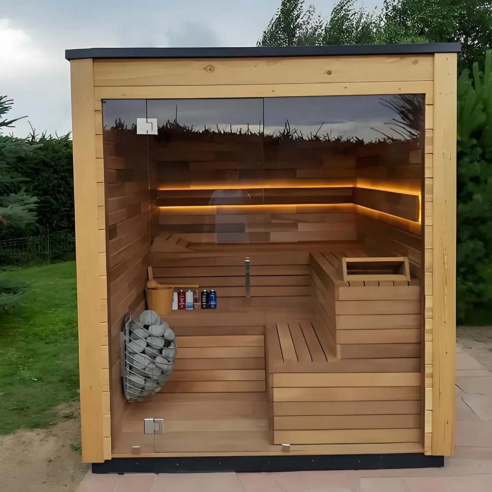 Factory Custom Beautiful Square Traditional Wet Sauna Black Outdoor Sauna Room