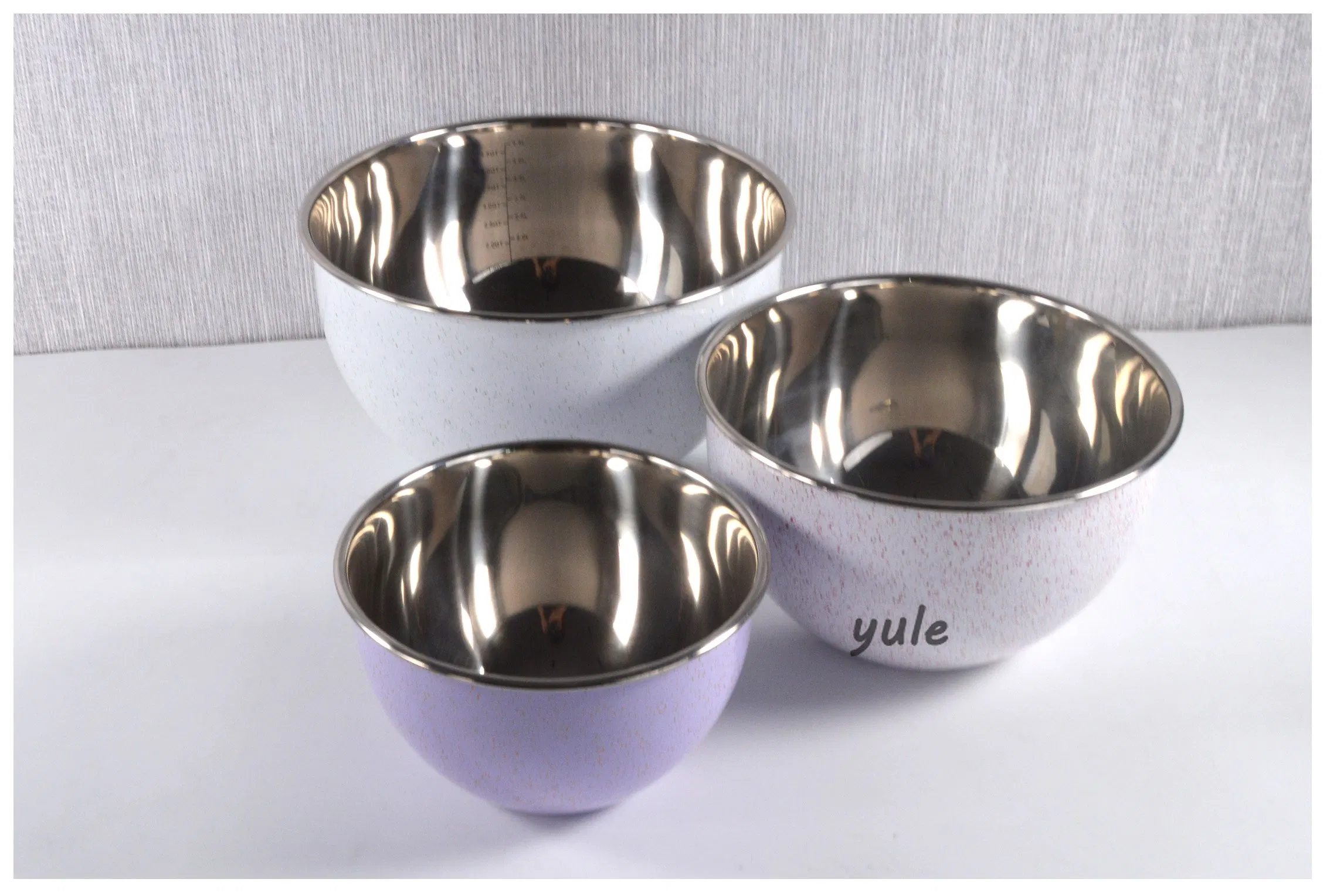 Chaozhou City 5PCS Storage Fruit Food Serving Bowl Stackabled Colorful Coating Egg Beating Bowl Stainless Steel Mixing Bowl
