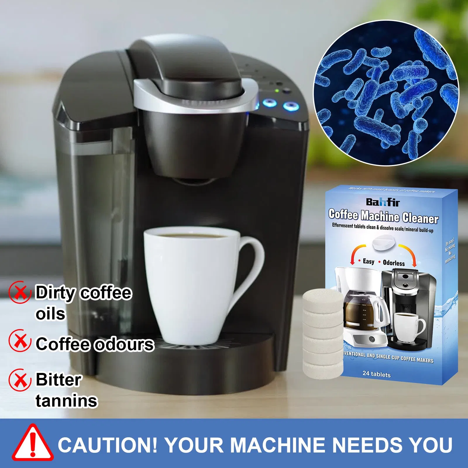 Odor-Free Coffee Machine Cleaning Tablets - Fresh Taste Every Time