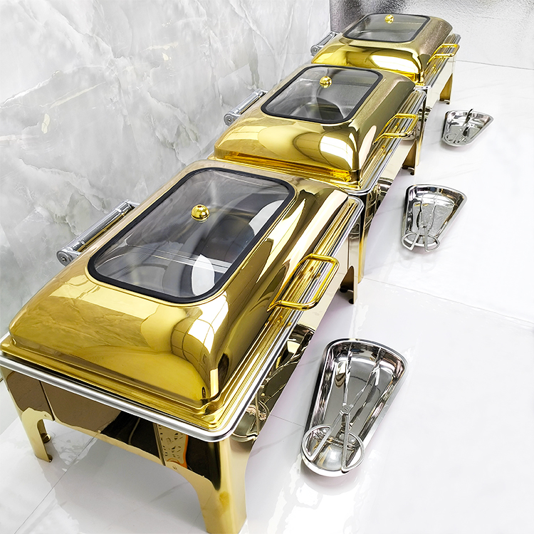 Gold Catering Equipment Buffet Stove Heating Hotel Use Chafing Dish