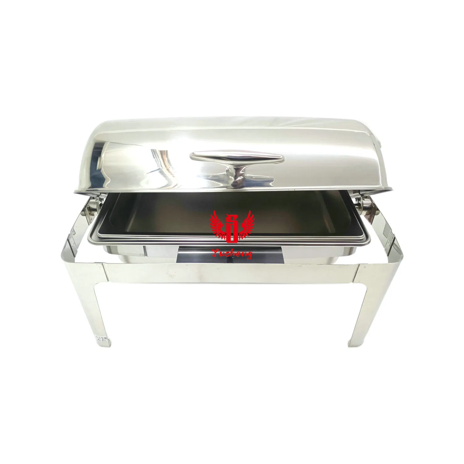 High Quality Unvisible Lid Rectangular Silver Steel Buffet Chafing Dish