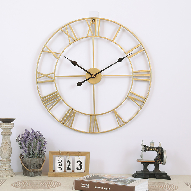 European Style Wall Watch Simple Living Room Clock Wrought Iron Wall Clock
