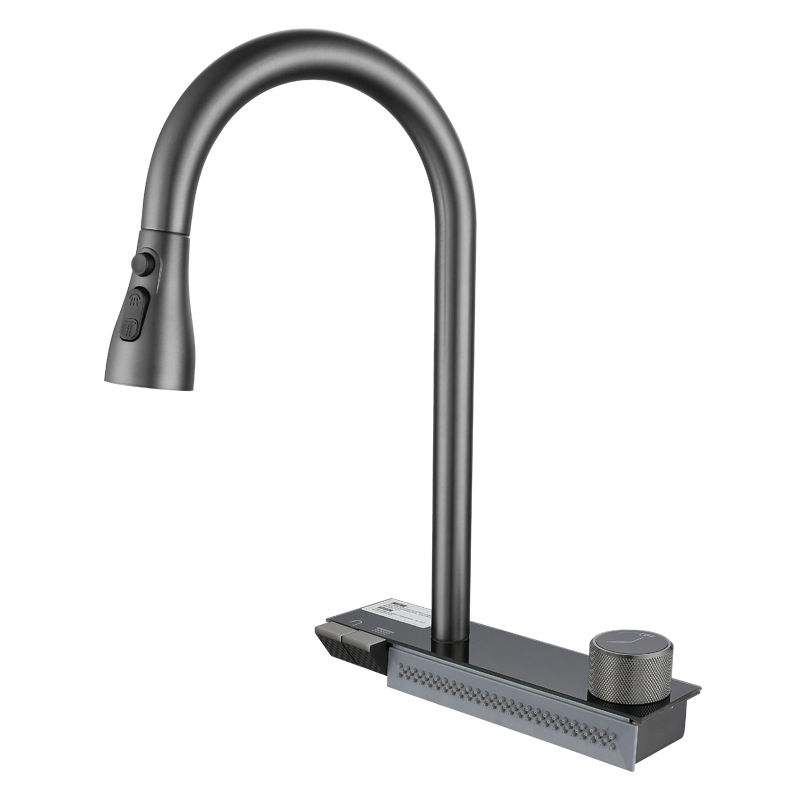 Golden High-Quanlity Smart Digital Waterfall Handmade Stainelss Steel Kitchen Sink