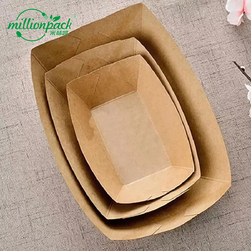 Customized Paper Tray with Logo for Food Packaging Branding Support Catering Shops
