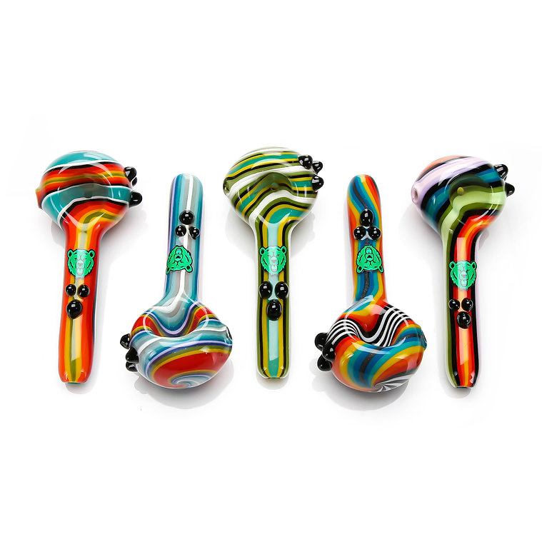 Tri DOT Wag Spoon Dry Glass Hand Pipe Glass Smoking Pipe