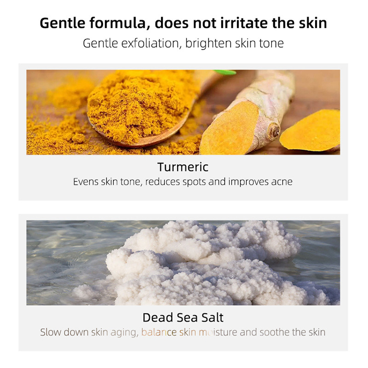 High Quality Private Label Remove Acne Skin Whitening Skin Care Turmeric Scrub for Dark Spots