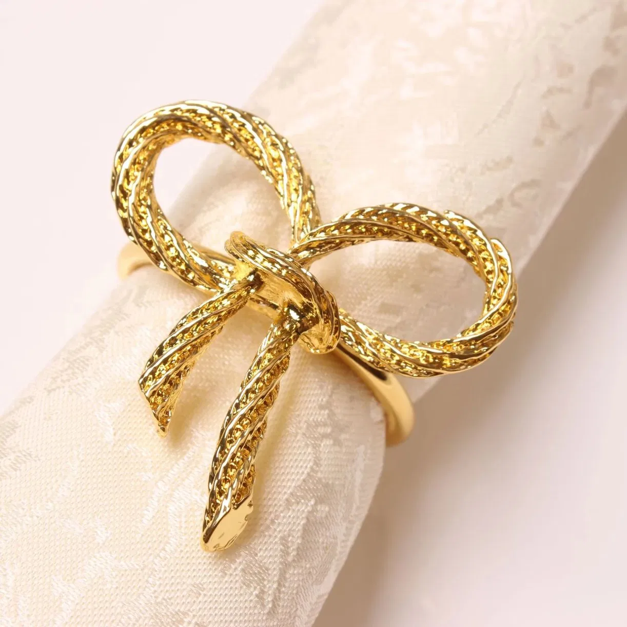 Wedding Table Decoration Bowknot Napkin Rings Metal Gold Napkin Buckle