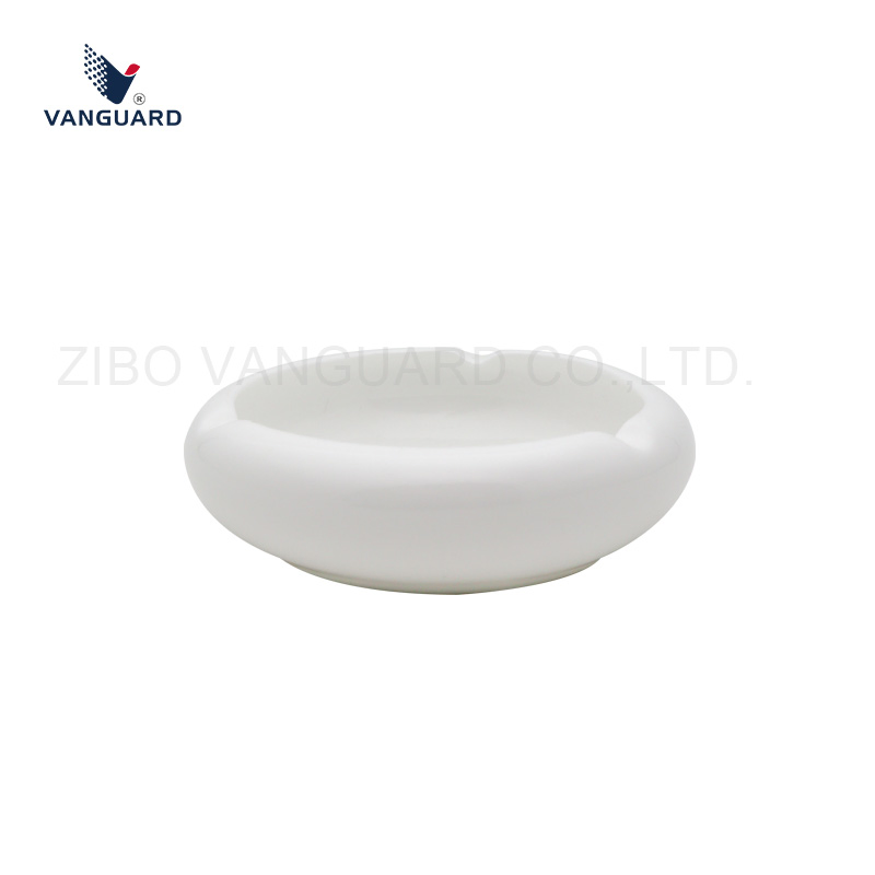Factory OEM ODM Round White Custom Glazed Ceramic Ashtray with Logo