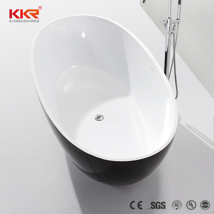 Solid Surface Tub Cultured Marble Freestanding Bathtub Black