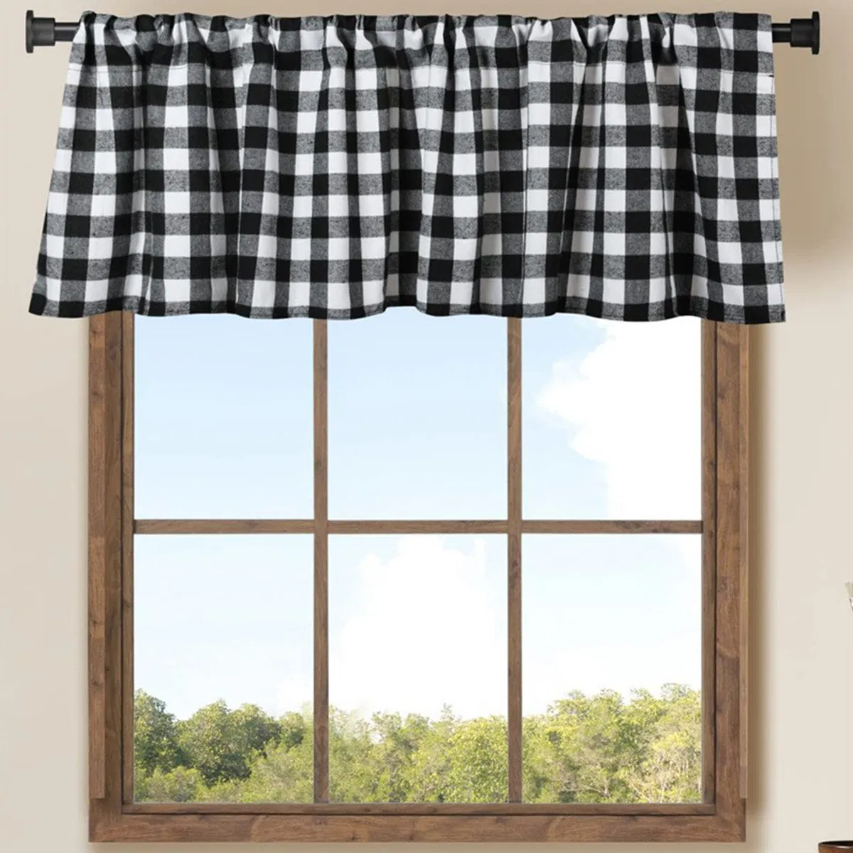 Stylish Black, White, and Red Checkered Light-Blocking Curtains