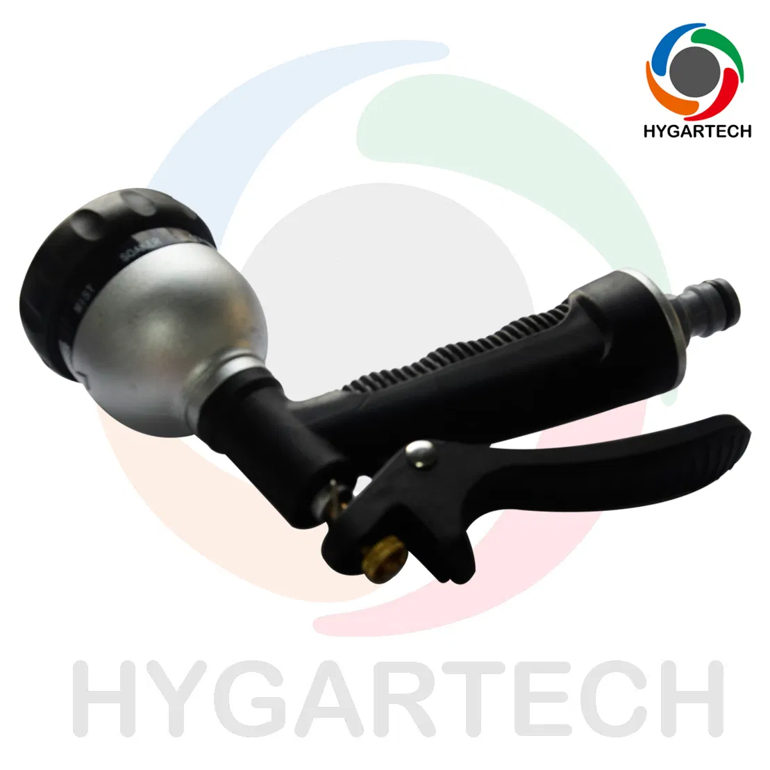 Metal Garden Hose Spray Nozzle with Soft Grid Holder and 8-Function Nozzle