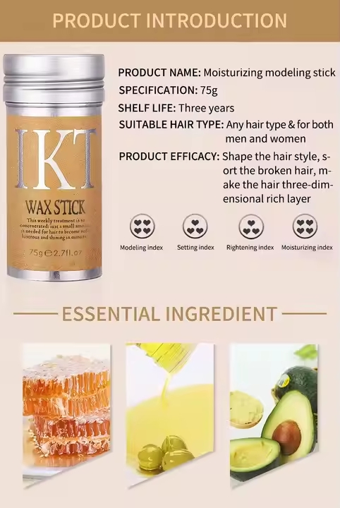 Portable Solid Styling Strong Hold Slick Long Lasting Ikt Hair Wax Stick