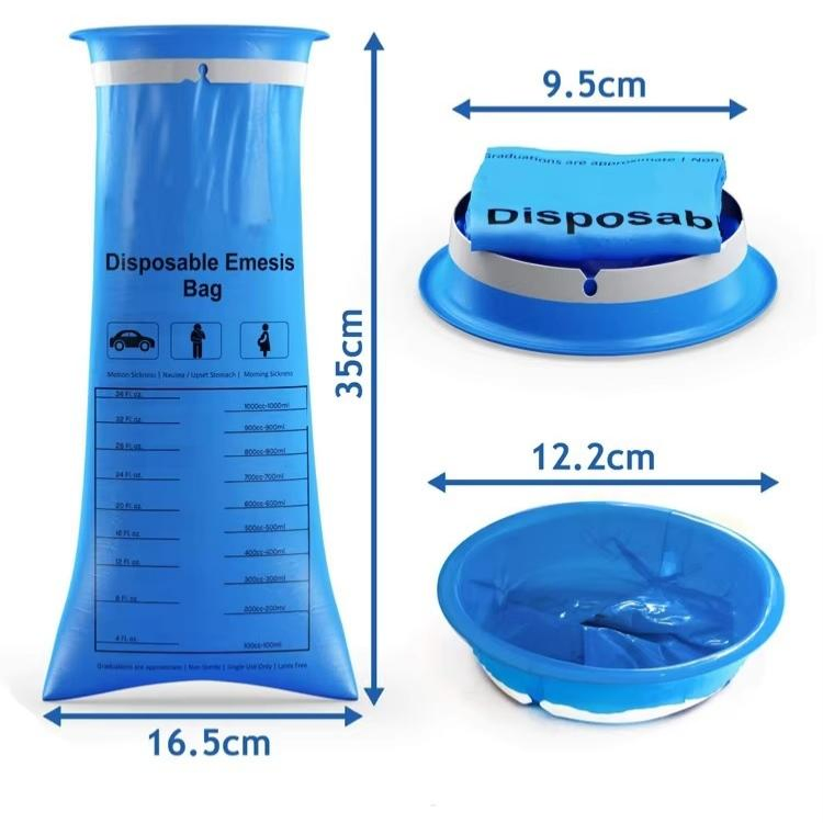 High Quality Plastic Blue Traveling Airplane Disposable Waterproof Vomit Emesisi Bags for Children
