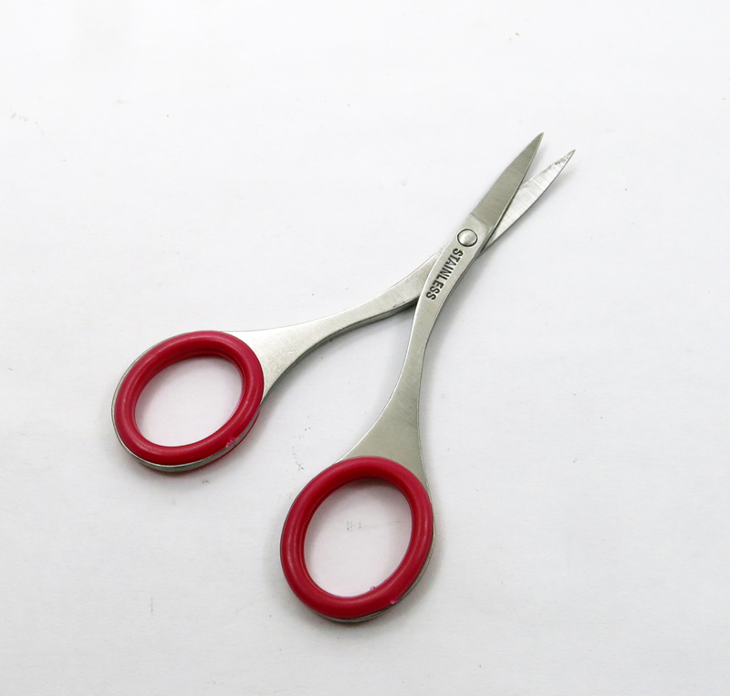 Professional Sharp Scissors with Rubber Silicone Stainless Steel Facial Eyebrow Eyelash Hair Trimming Scissors